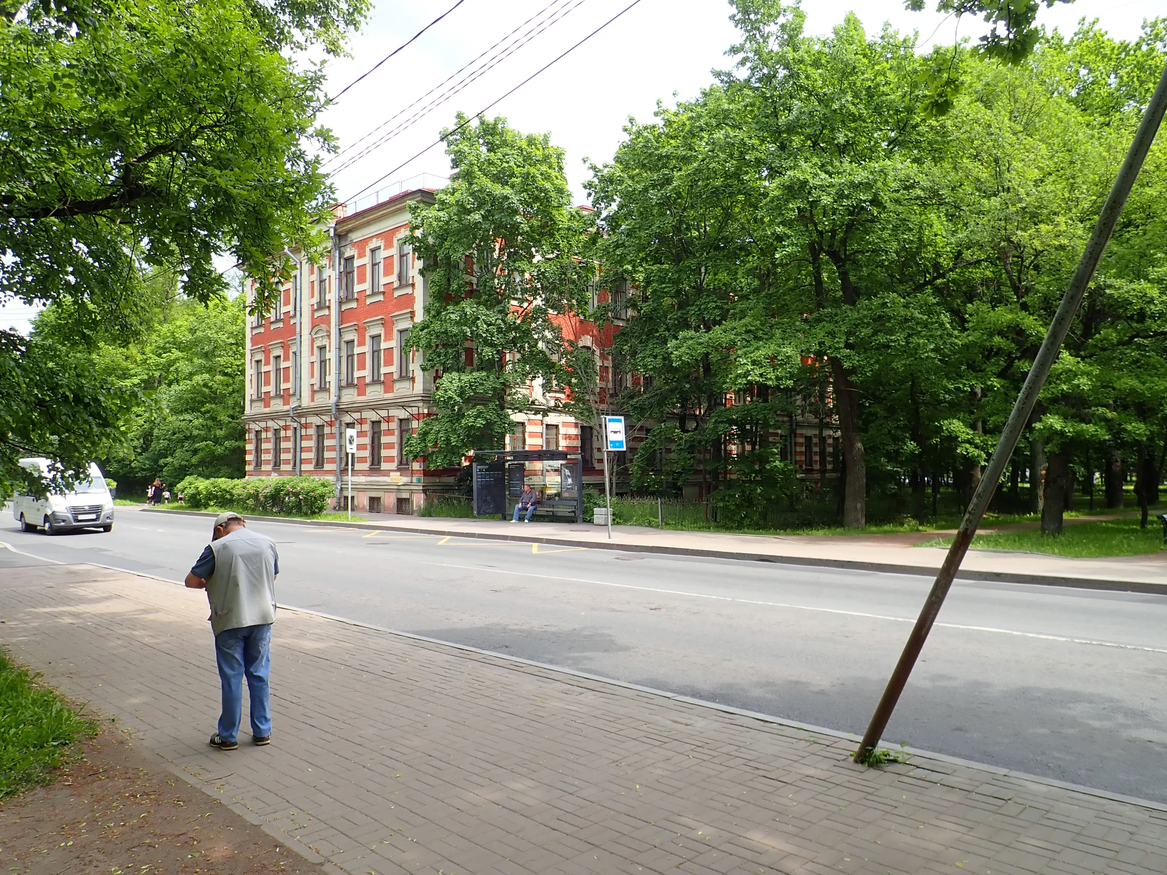 Пушкин. Оранжерейная улица у перекрёстка с Октябрьским бульваром.