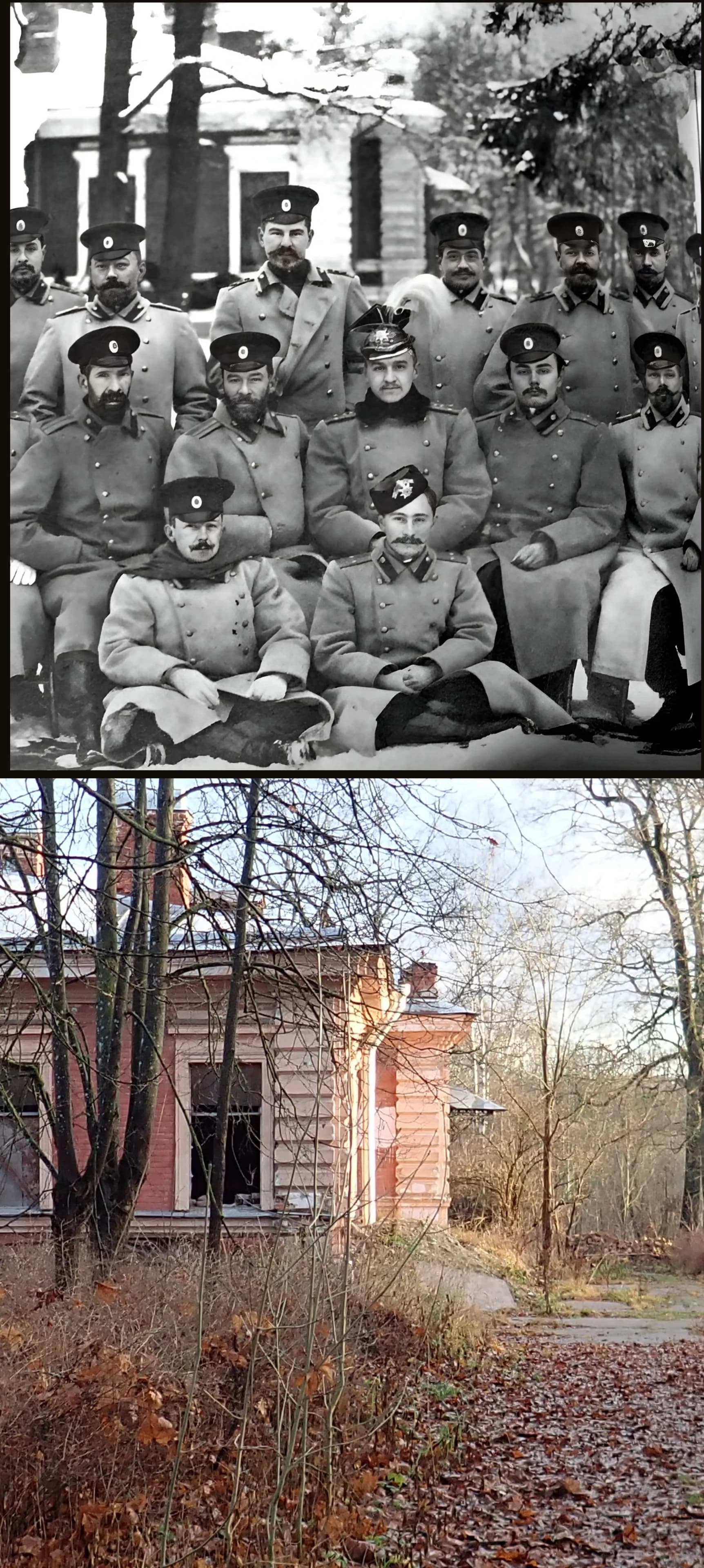 Коллаж из снимков 1908 и 2025гг. 