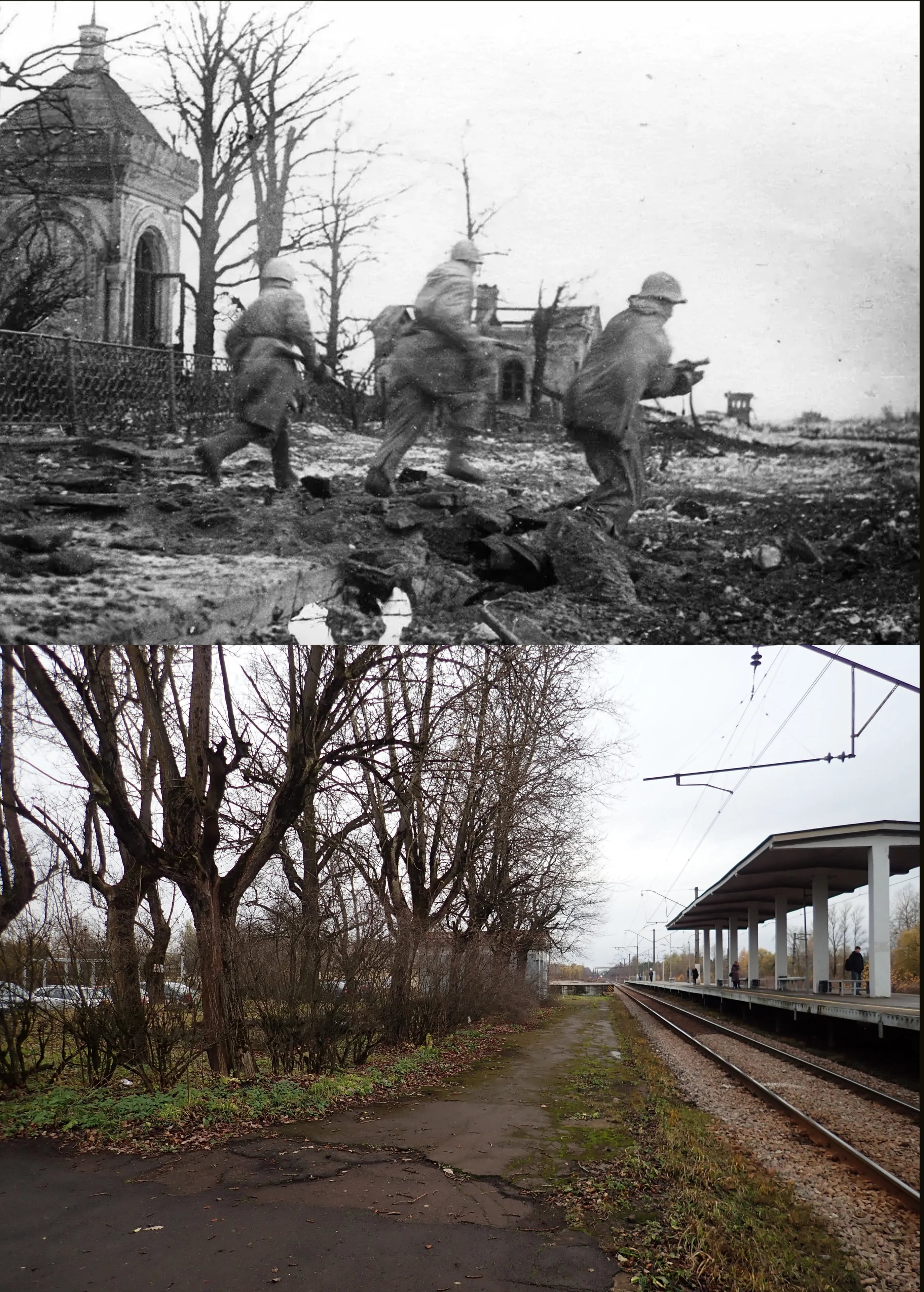 Коллаж из снимков 1944 и 2025гг. 