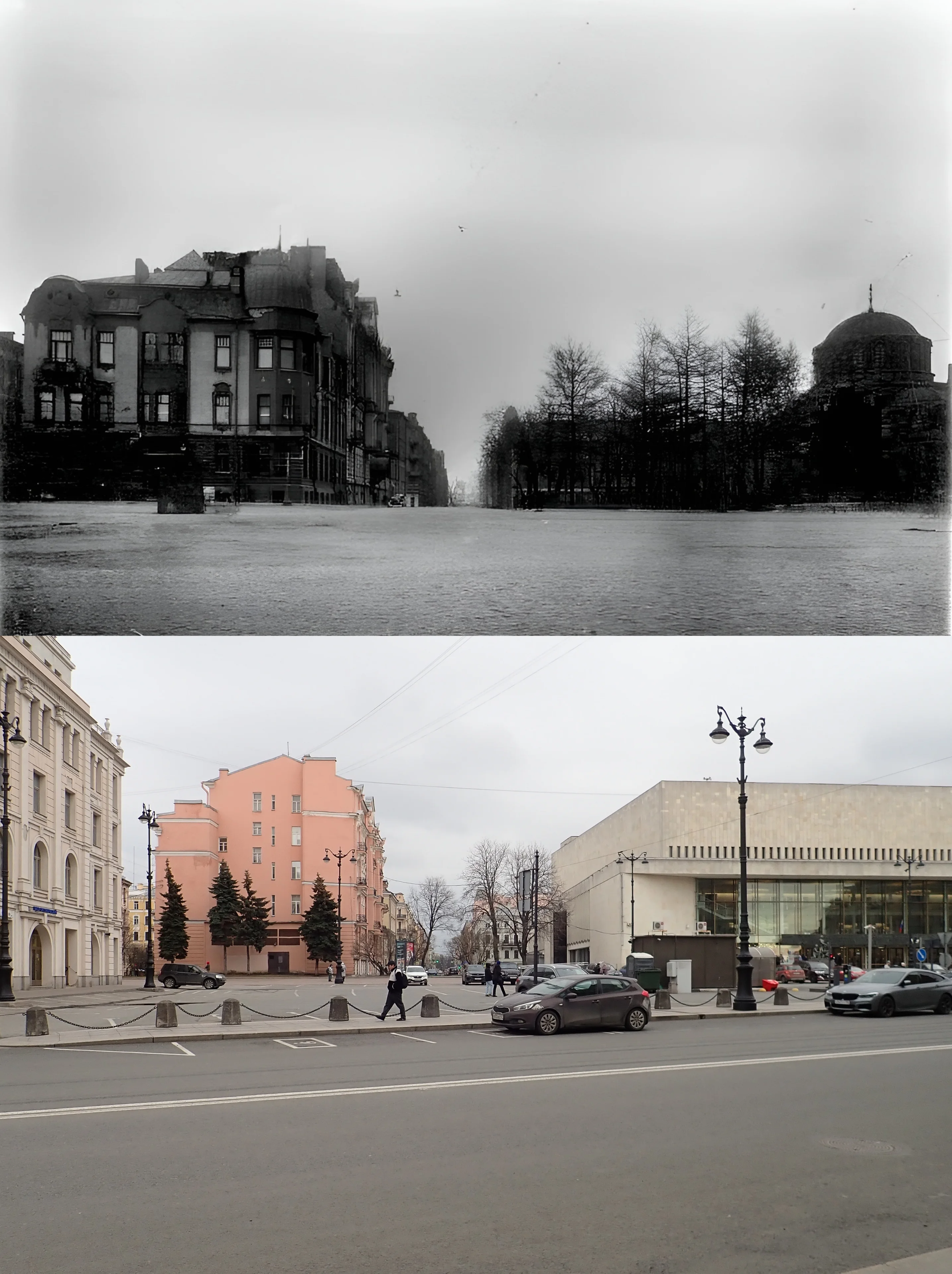 Коллаж из снимков 1939 и 2026гг. 