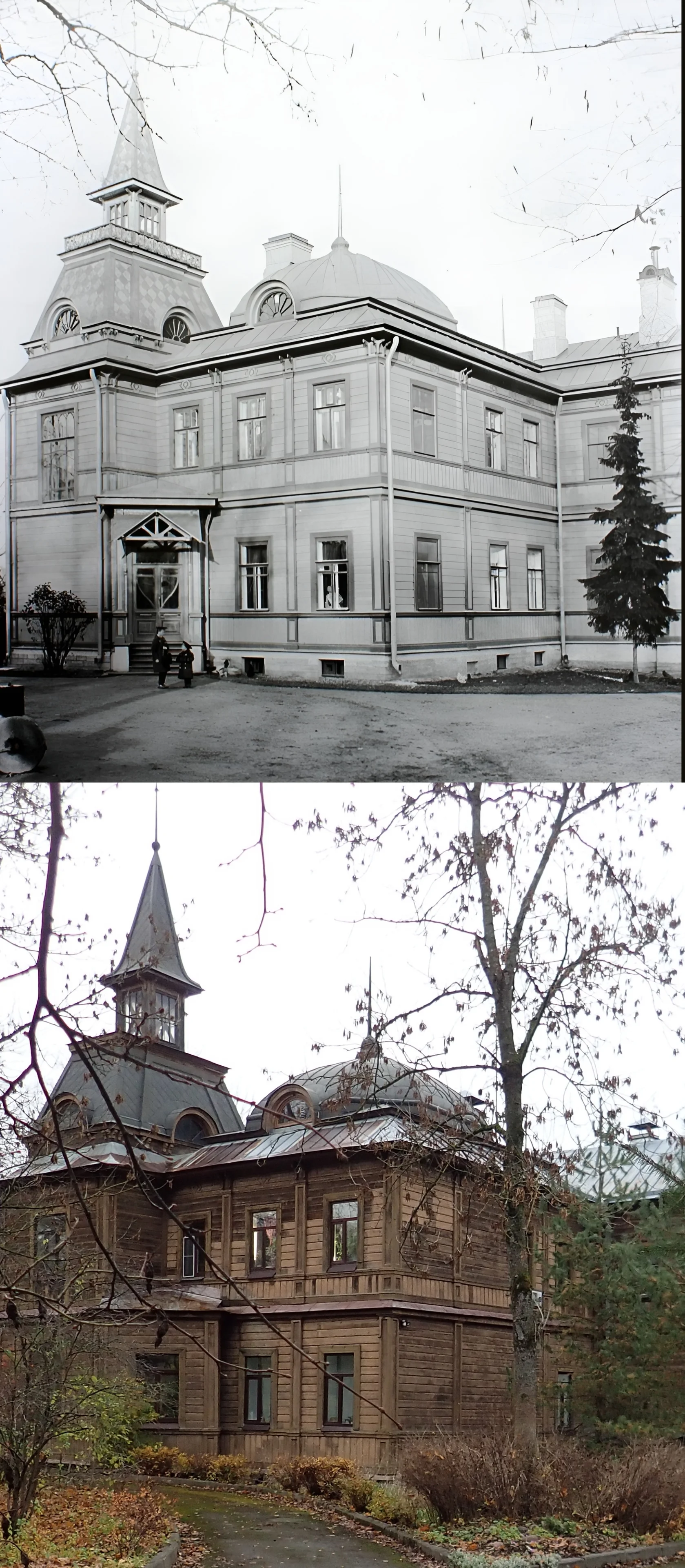 Коллаж из снимков 1912-1917 и 2025гг.