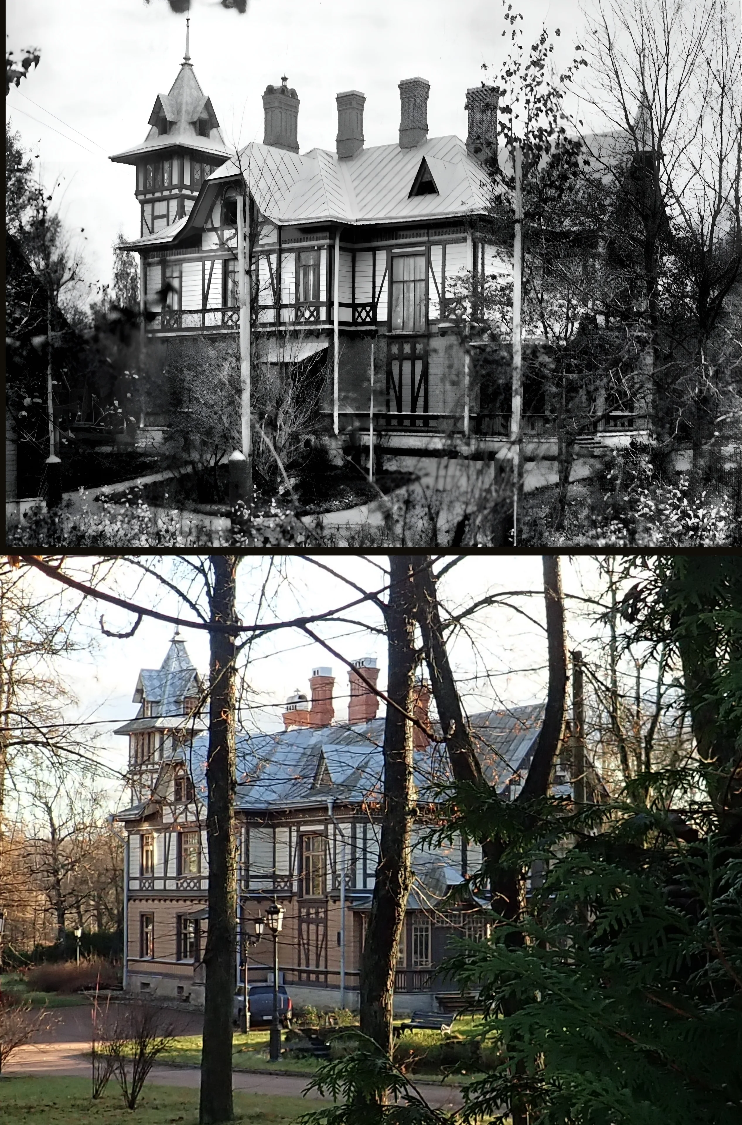 Коллаж из снимков 1900-1917 и 2025гг.