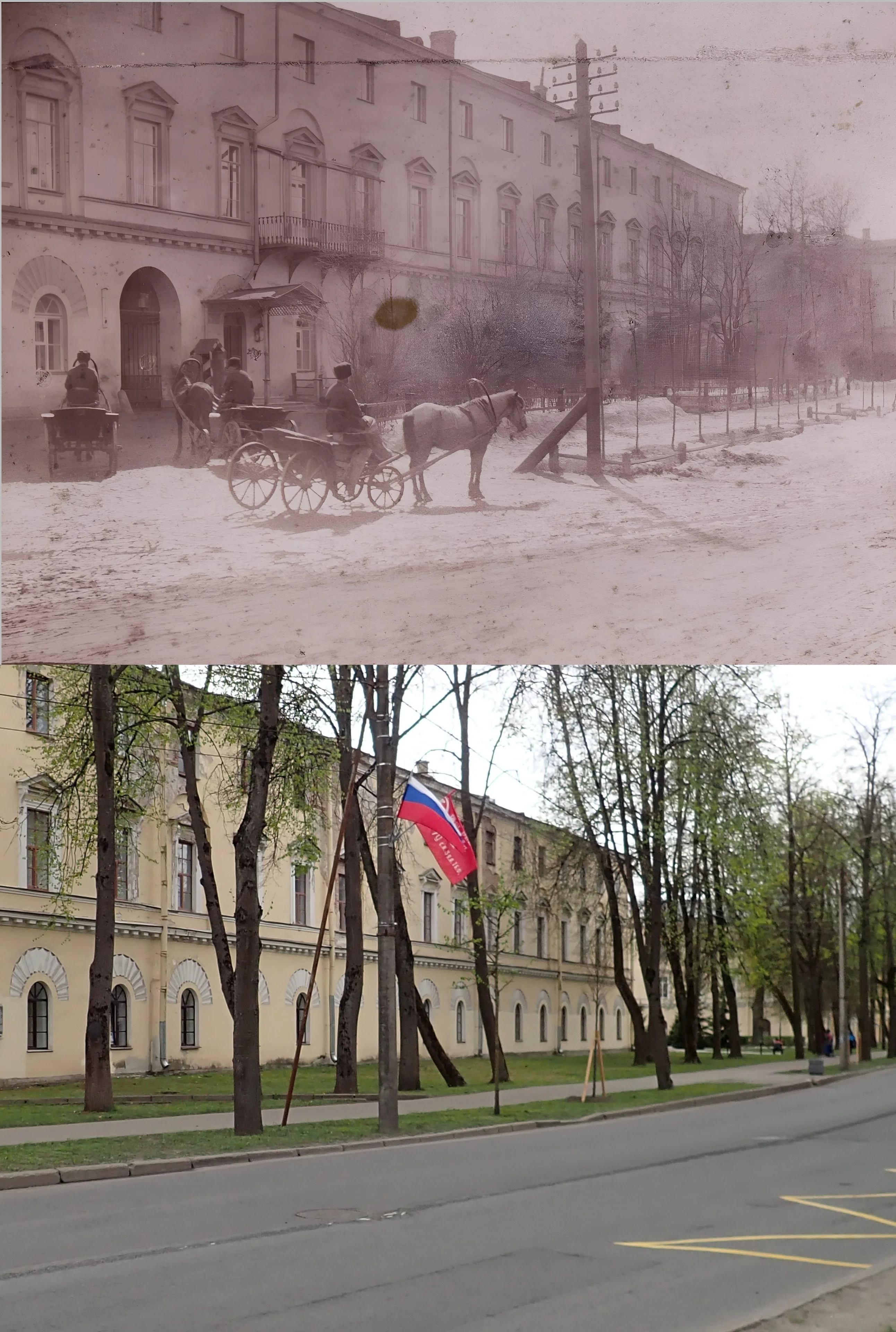 Коллаж из снимков 1880–1900 и 2026гг.
