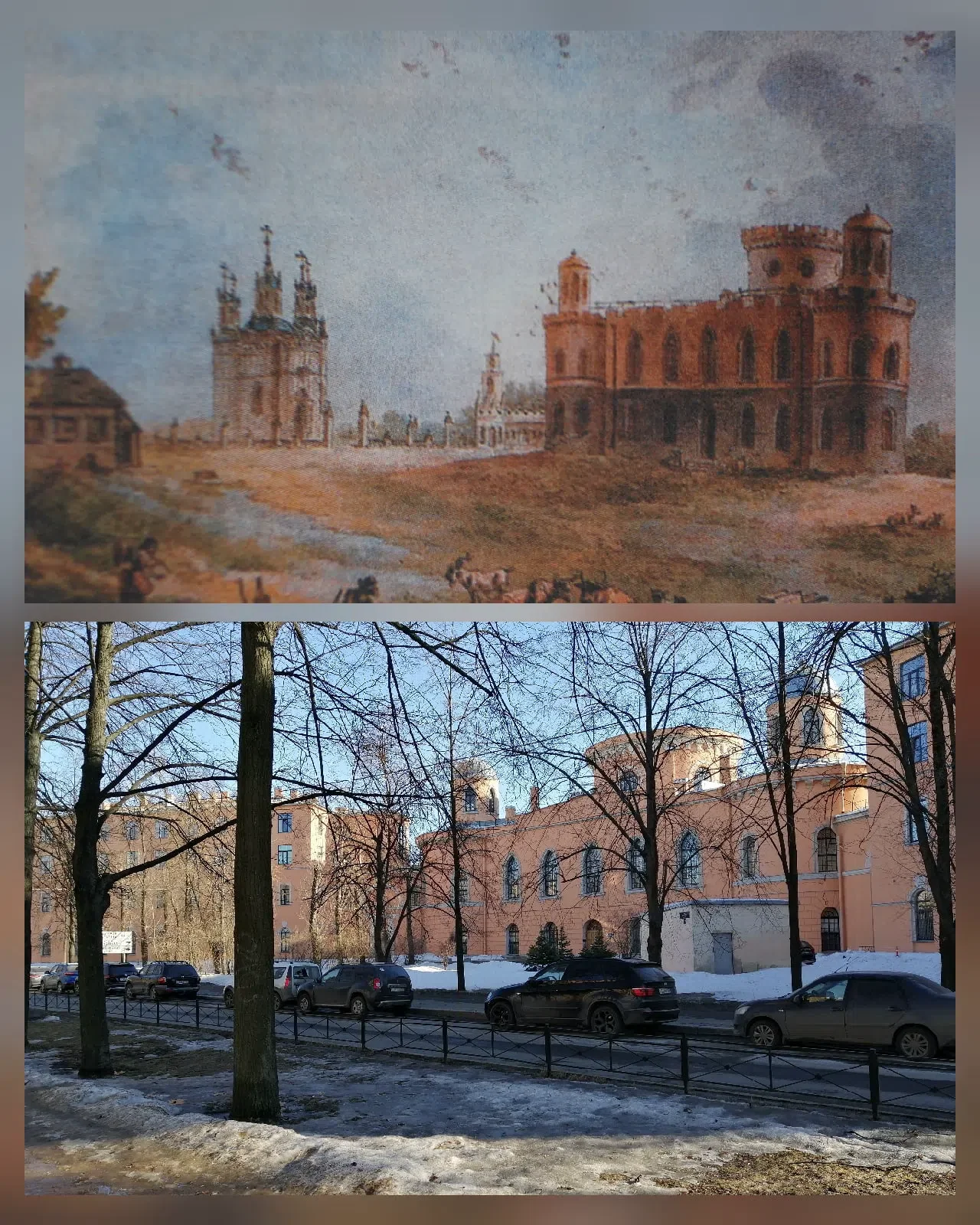 Коллаж из картины 1780-х и снимка 2018 гг. 