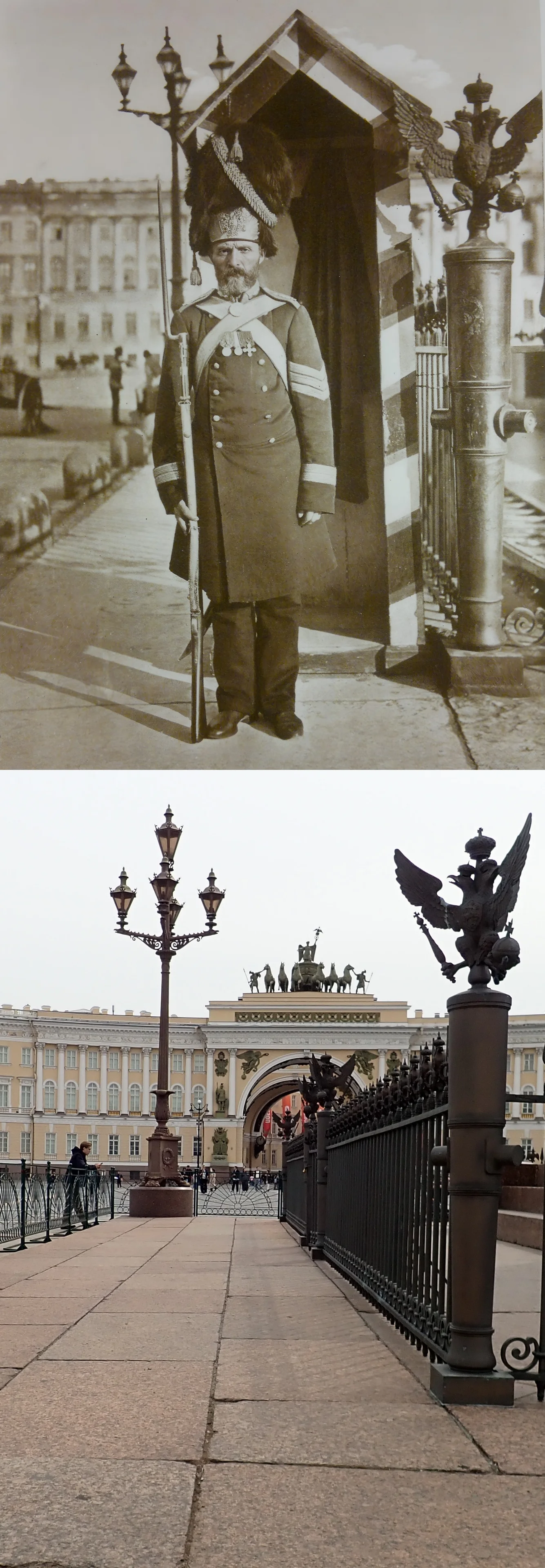 Коллаж из снимков 1900-1901 и 2026 гг. 