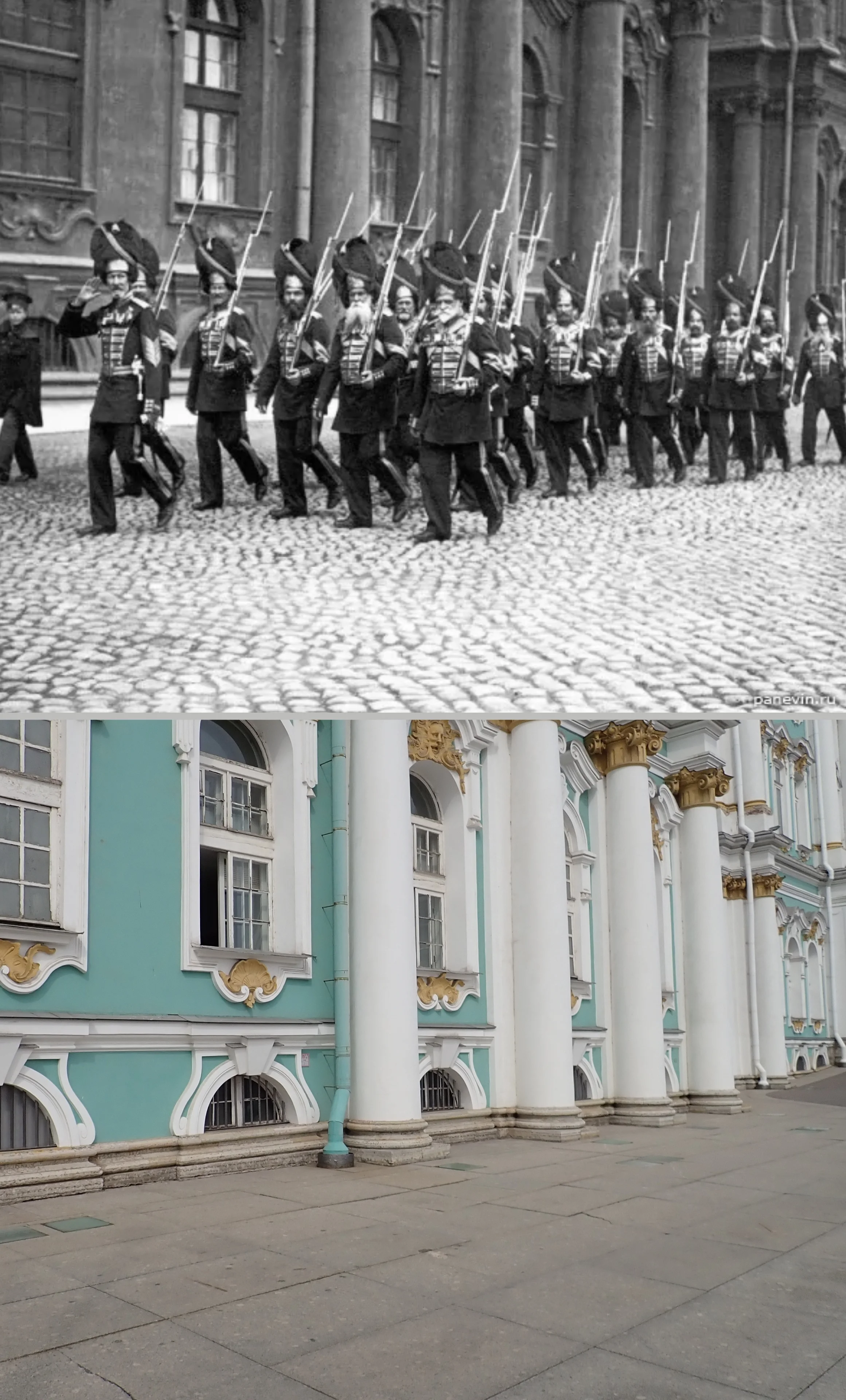 Коллаж из снимков 1914 и 2026 гг.